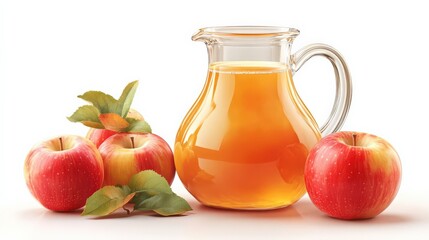 Realistic Freshly pressed apple cider in jug,
