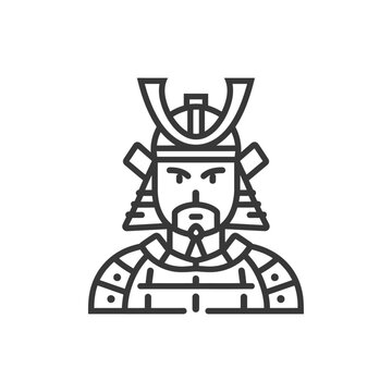 recommend clip art: Line Art Illustration of a Japanese Samurai Warrior