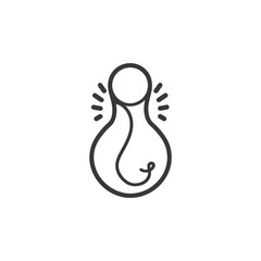 Line Art Illustration of a Light Bulb with Radiating Lines