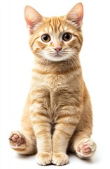 Obraz premium orange cat sitting and looking at the camera, against a white background