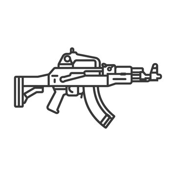 Line Art Illustration of an AK 47 Assault Rifle