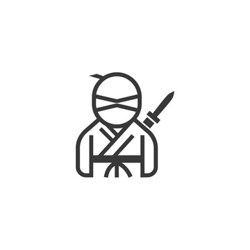 recommend clip art: Line Art Illustration of a Ninja with a Sword