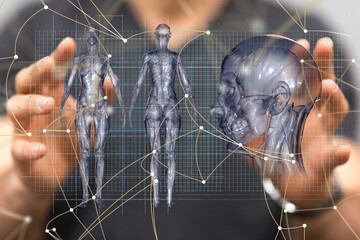 digital medical futuristic interface 3D rendering