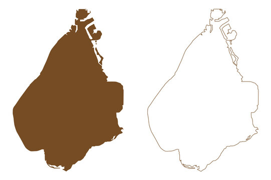 Amager island (Kingdom of Denmark) map vector illustration, scribble sketch Amager map