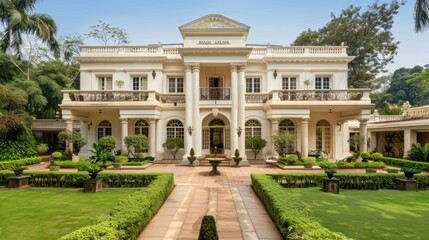 Obraz premium A Grand Mansion with a Lush Garden
