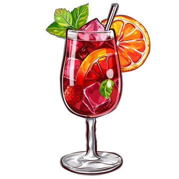 red cocktail drink with orange slice clip art preview