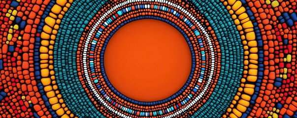 Vibrant minimalist abstract wallpaper with colorful circular geometric design featuring vivid orange, blue, and red patterns for modern artistic decor