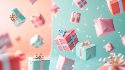 christmas gift boxes with snowflakes