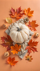 autumn leaves and pumpkins