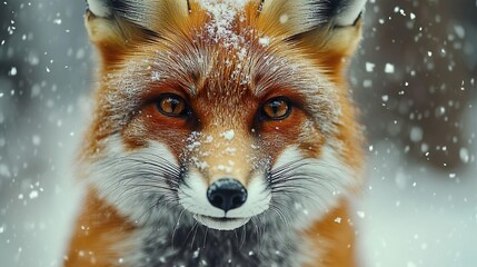 Fototapeta premium Fox close-up in a wintry landscape perfect for showcasing wild and cold-weather themes