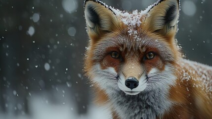 Fototapeta premium Elegant fox in a snowy setting ideal for creating beautiful winter wildlife photography