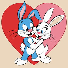 rabbit with heart isolated on white background. PNG Transparent file type with high definition quality And vibrant color grading Available.