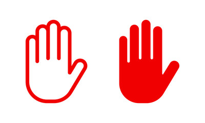 Stop hand icon set