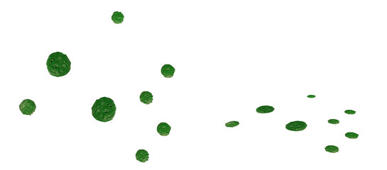 Drops of green paint fell. On isolated transparent background.