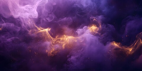Fototapeta premium an empty textbox background with magical purple smoke corners on a dark glowing background