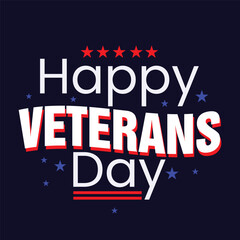 USA Veterans Day greeting card with United States national flag colors red and blue. Veterans Day USA Background. Honoring all who served.