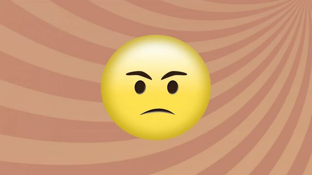 Angry face emoji animation over swirling brown and beige background