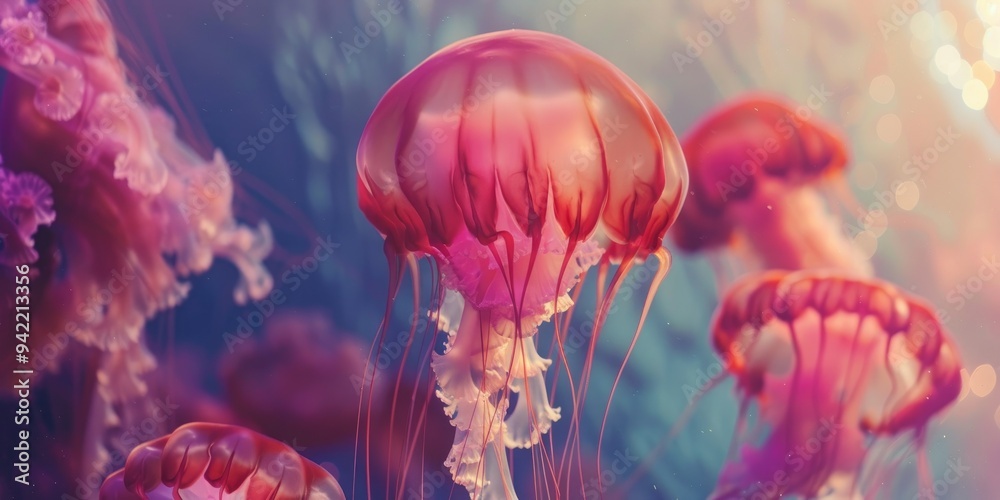 Poster Jellyfish gracefully gliding in the ocean