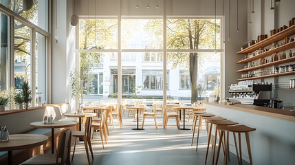 Obraz premium airy white coffee shop