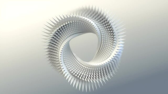 Loop animation of a white figure in the shape of a Moebius ring. 3d rendering