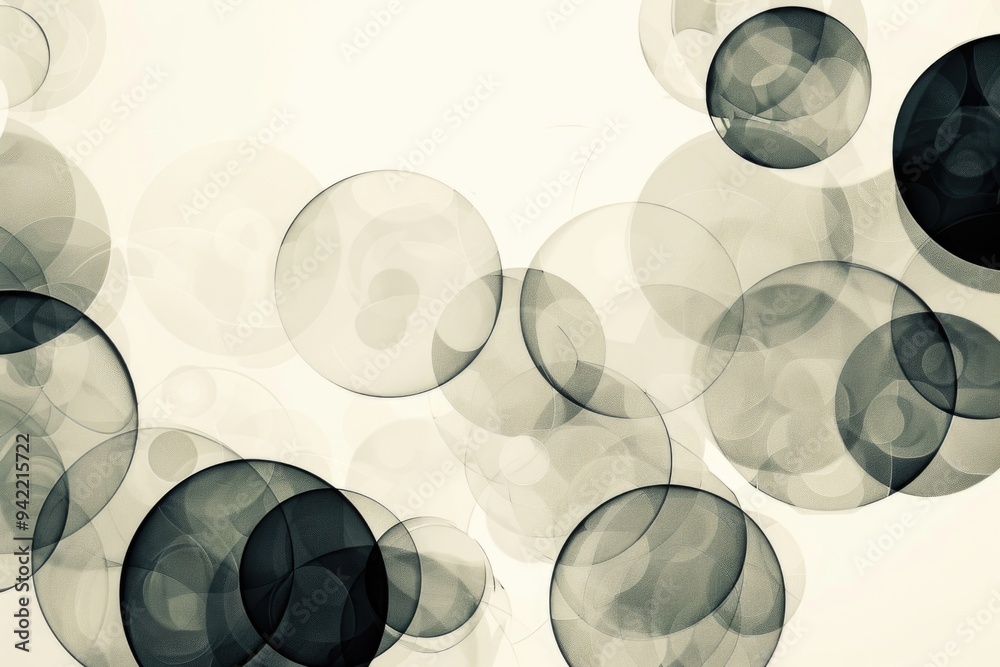 Aufkleber a collection of black and white circles suspended in mid-air, perfect for use in abstract or futuris