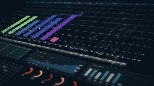 Dynamic data visuals for business info graphics, animated charts, and data-driven insights for a business meeting mock-up. Explore the world of trading, stock exchanges, and crypto