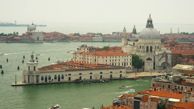 Punta della Dogana Art Museum In Metropolitan City Of Venice, Italy. Aerial Shot