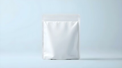 Clean and Minimalist White Standing Pouch Mockup: Realistic Interior Background for Product Branding and Packaging Design