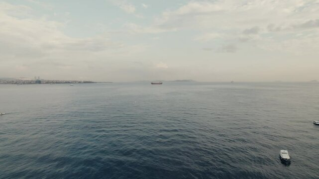 sea view, open waters of the bosphorus strait, turkey, istanbul