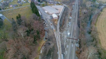 Construction Activity on Railway Line Near Residential Area in Pennsylvania, Winter 2023