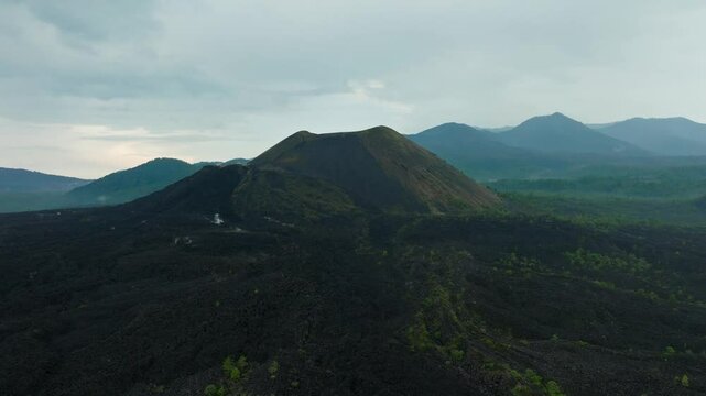 AERIAL SHOT OF PARICUTIN VOLCANO IN URUAPAN MICHOACAN