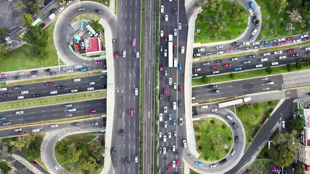 Aerial view of the traffic clover in Mexico City