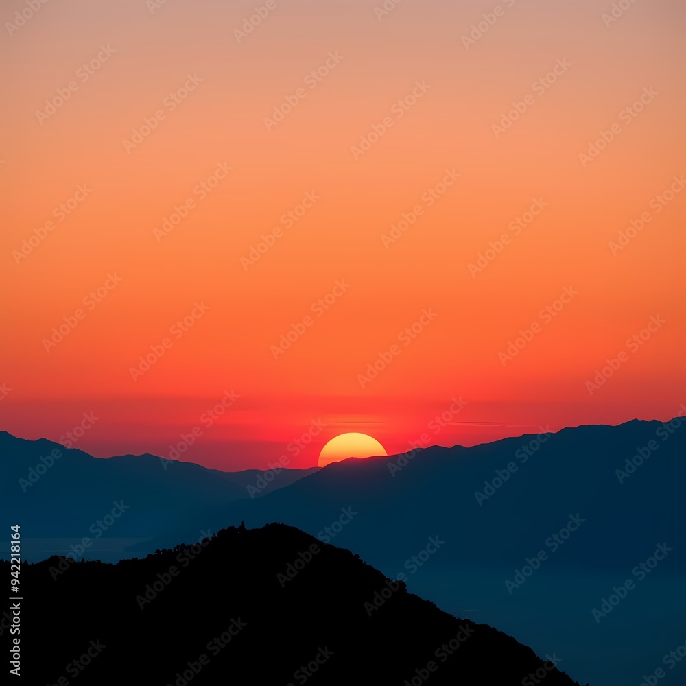 Poster sunset in the mountains