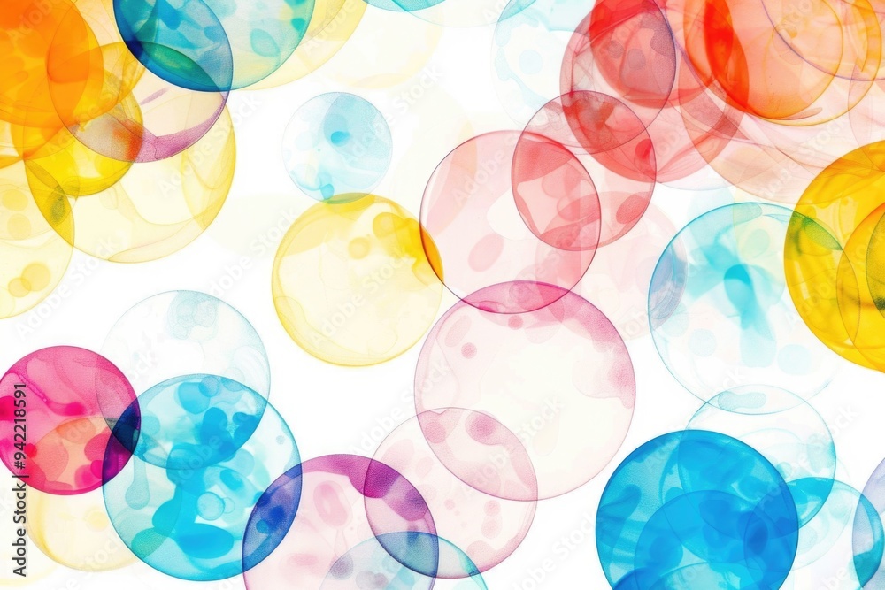 Poster a bunch of colorful bubbles floating in the air