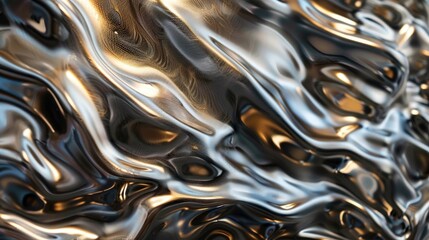 Obraz premium A detailed view of rippling patterns in a metallic surface