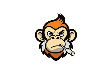 Monkey Smoking Silhouette Vector Cool Animal Design for Prints