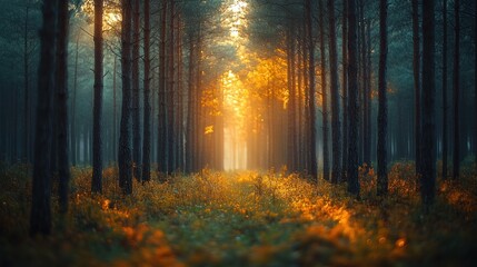 Golden Light Through the Trees