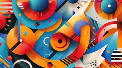 Obraz premium A vibrant abstract design with bold colors and geometric shapes