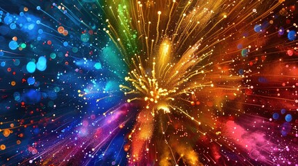 Fototapeta premium A vibrant explosion of colors resembling fireworks against a dark background