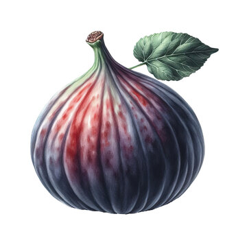 recommend clip art: A fig fruit in watercolor isolated on a transparent background - Fig clipart or sticker in PNG