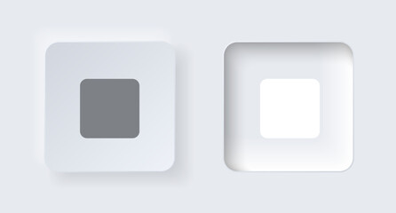 Neumorphic on and off button for interface application or web design. Simple elegant Vector neumorphism trendy designs element UI components isolated on white background.