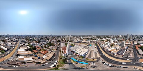 360 aerial photo taken with drone of Santuário Nossa Senhora Auxiliadora in Cuiabá, Mato Grosso, Brazil