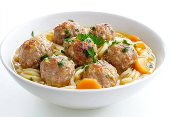 Fototapeta premium Cheese-Filled Meatballs, A modern variation with a surprise inside: cheese!. isolated on white background