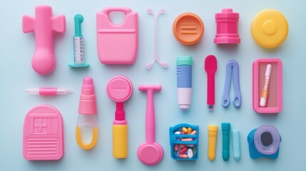 Pattern of children's toys with medical themes