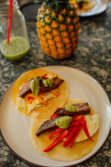 breakfast tacos with steak and eggs
