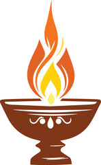 Bright and Decorative Diya silhouette Vector Illustration Isolated Oil Lamp Clipart with Glowing Flame for Diwali Celebrations Vibrant Logo and Emblem Design for Hindu Festivals and Cultural Greetings