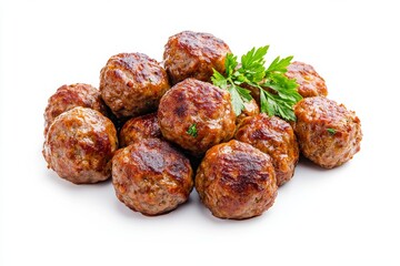 Grilled Meatballs, This version involves grilling the meatballs after boiling them, giving them a smoky flavor. isolated on white background