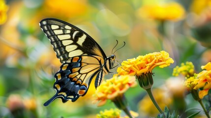 Obraz premium shallow focus photography of yellow and black butterfly