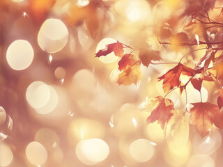 Fototapeta premium fall season leaf scene environmental happiness warm hope life peace ray sunlight bokeh light thanksgiving soft memories vacations maple plant tree