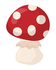 Cute mushroom, dangerous poisonous element growing in the forest